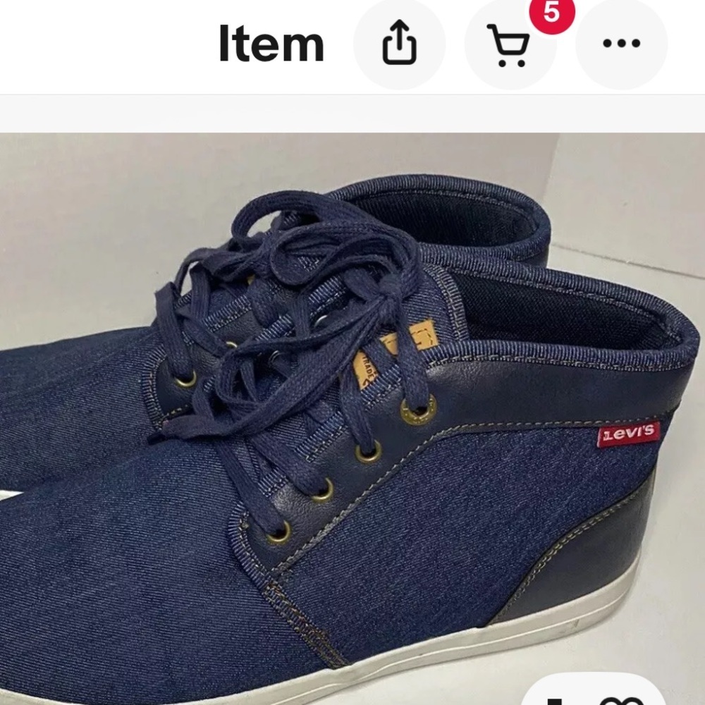 Levi’s Denim Sneakers Lace Up Chukka Style Navy Canvas Comfort Shoes Size 9.5 - Picture 2 of 10